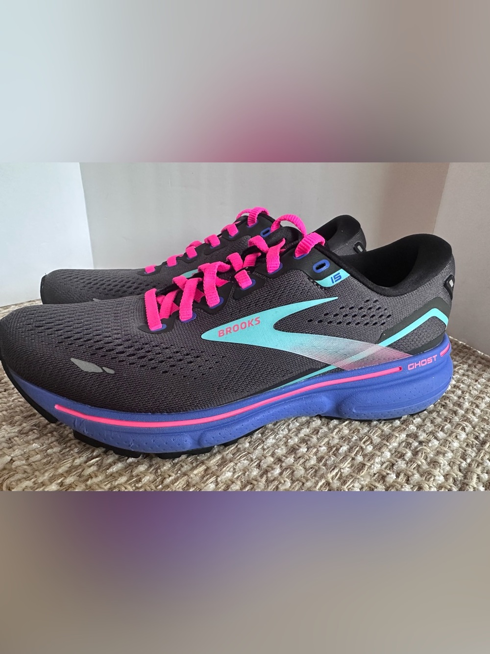 Brooks Ghost 15 Black Aruba Women’s Size 7 Running Training Walking Shoes